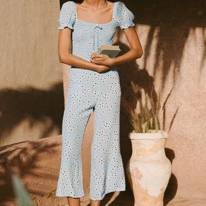 Della shirred floral-print crepe jumpsuit